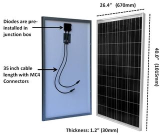 satın al Tpt Arka Tabla Konut Silikon Güneş Panelleri 100 Watt 3.2mm Temperli Cam online manufacture